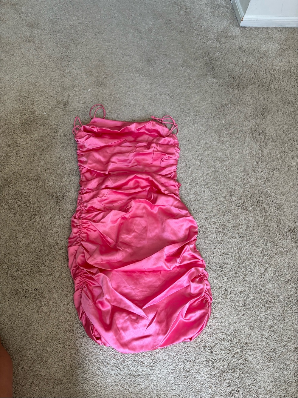 Alice + Olivia Bright Pink Satin Mini Dress